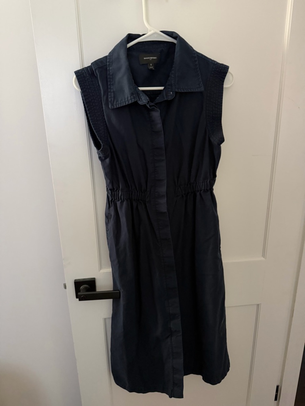 Banana Republic Button Front Sleeveless Navy Shirt Dress
